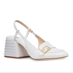 Fendi white croc embossed block heel 40.5